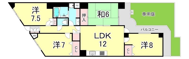 夙川リンデンハイムの間取り