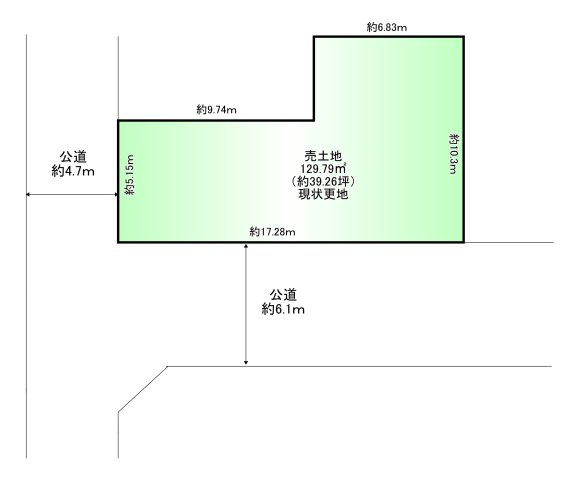橿原市小房町の土地図|土地面積：129.79㎡