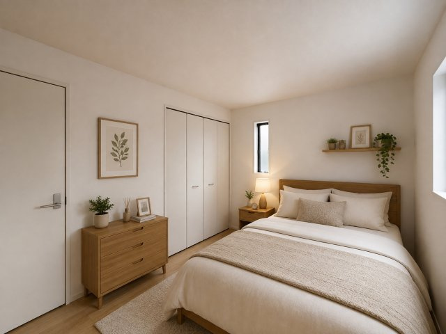大和高田市市場　第13期　の寝室|洋室6帖（画像の家具はAIによって作成したものです））