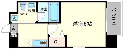 大阪市大正区三軒家東１丁目の賃貸マンションの間取り