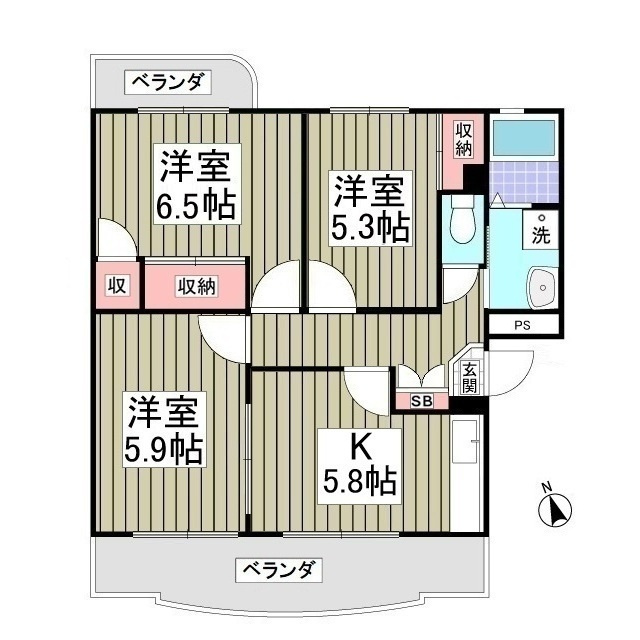 ラ・セゾン西城の間取り