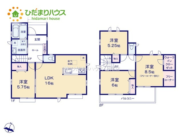 北本市中丸2丁目82番　新築戸建　ハートフル01の間取り