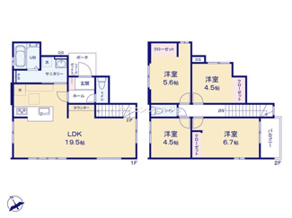 【間取り】 | 名古屋市千種区池上町１丁目1-47【仲介手数料無料】新築一戸建て　1号棟