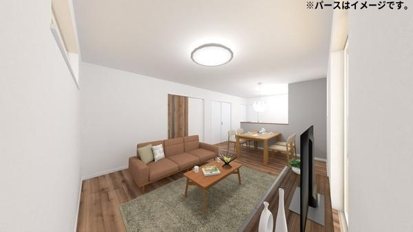 屋山ⅤＷ　新築の完成予想図|※内観パースはイメージです。※図面と現況が異なる場合は現況を優先させていただきます。