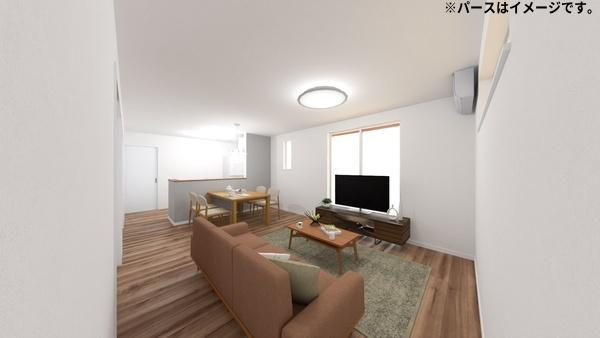 屋山ⅤＷ　新築の完成予想図|※内観パースはイメージです。※図面と現況が異なる場合は現況を優先させていただきます。