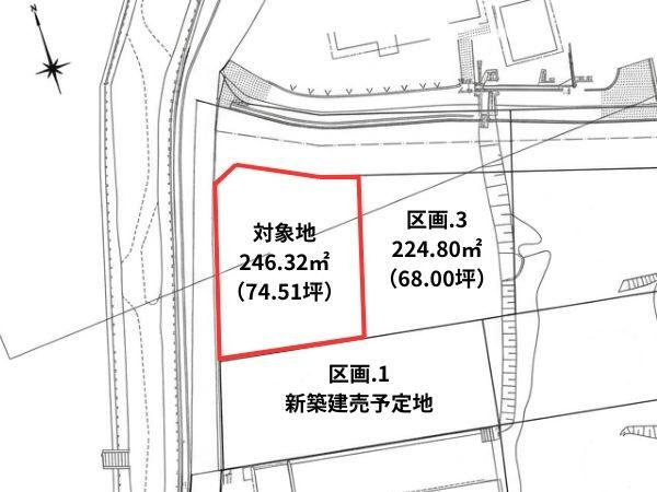 屋山Ⅴ②　土地の土地図|※図面と現況が異なる場合は現況を優先させていただきます。※土地面積は分筆後、多少面積の増減可能性があります。