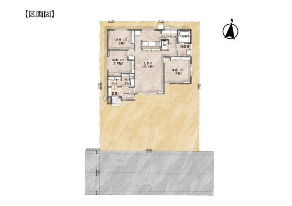 宮河内ハイランド北 新築の区画図|※図面と現況が異なる場合は、現況を優先させていただきます。
※分筆後、多少面積の増減可能性があります。