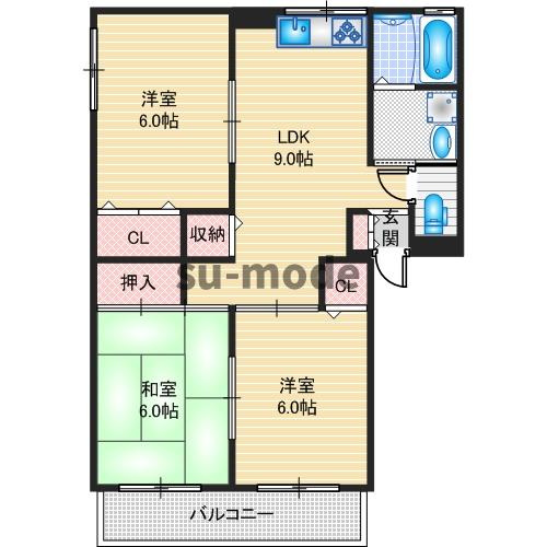【間取り】 | クレアトゥール新堂B