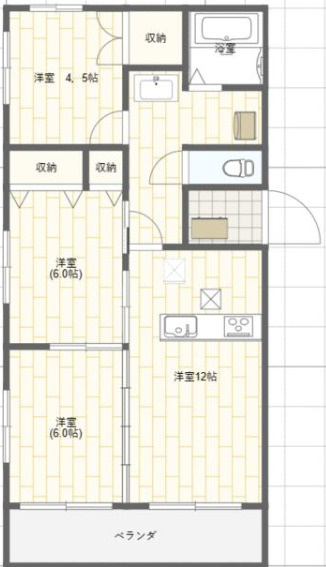 熊本市中央区萩原町の賃貸マンションの間取り
