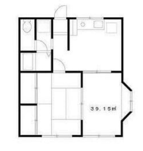 エステートピアカナワの間取り|東向きバルコニー北東角部屋の2DK　