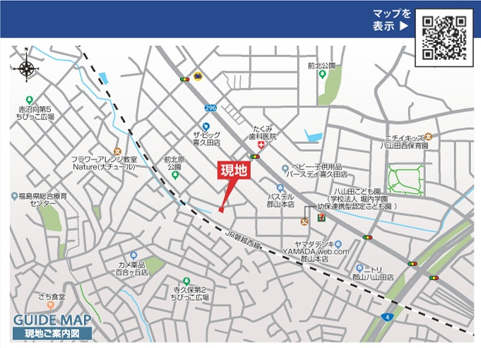 郡山市東原１丁目　　　３号棟　　　富田東小学校、富田中学区の地図|案内図