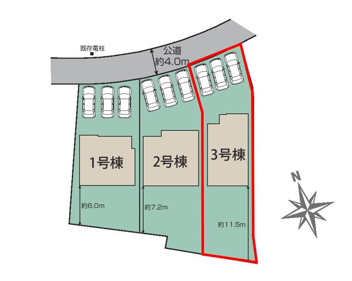 郡山市東原１丁目　　　３号棟　　　富田東小学校、富田中学区の区画図