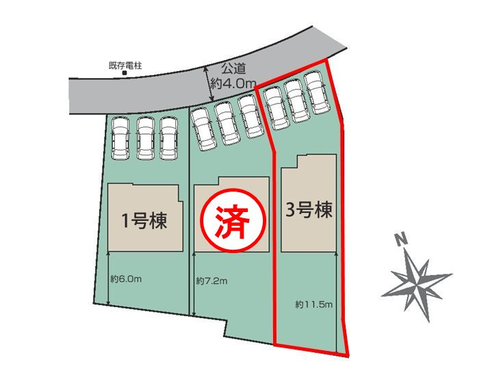 郡山市東原１丁目　　　３号棟　　　富田東小学校、富田中学区の区画図