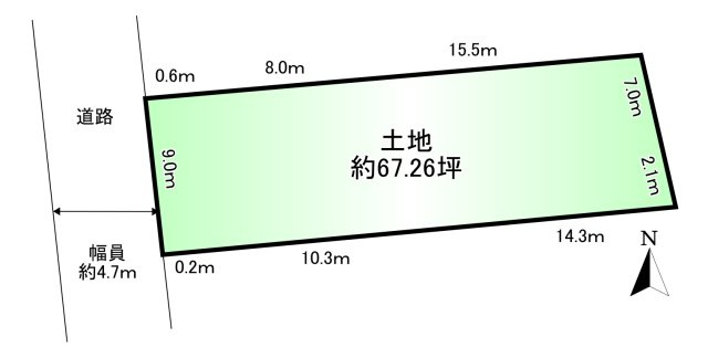 桜井市大字桜井の売地の土地図|土地面積：222.37㎡