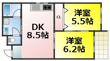 【間取り】 | メロディーハイム九条 仲介手数料無料