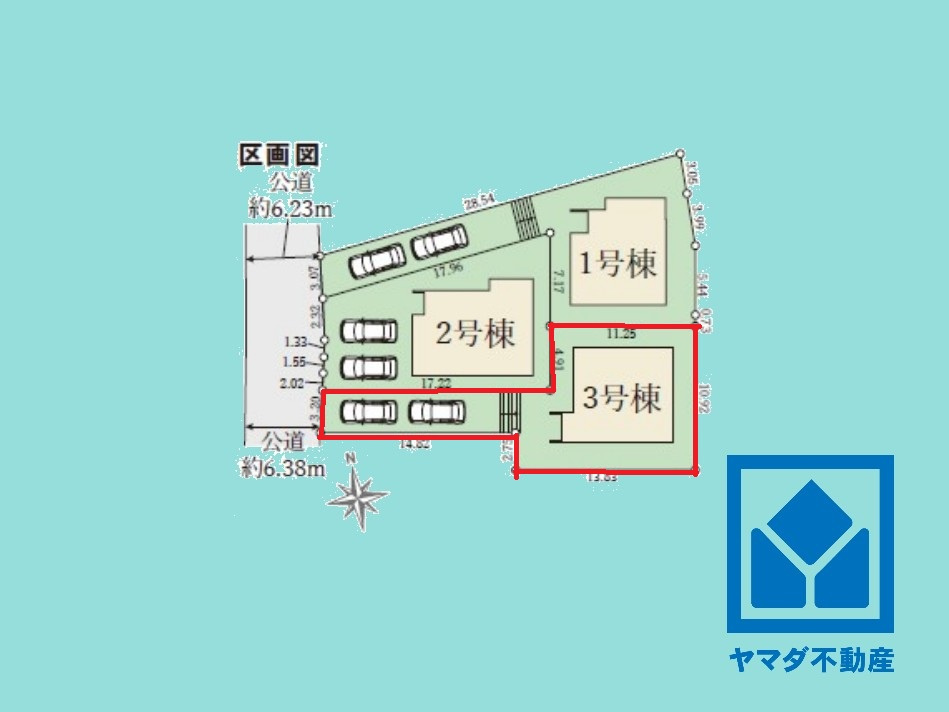 左京区修学院室町　1期の区画図