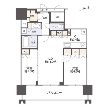 MJR熊本ゲートタワーの間取り|全室洋室のお部屋です。リビングの横の洋室は仕切りで区切られており用途によって使い分け可能