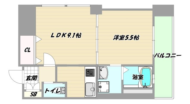 大阪市東淀川区東中島２丁目の賃貸マンションの間取り