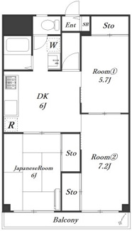 【間取り】 | ＡＬＰＳ生麦ビル（ルミエール大谷） | バス・トイレ別の３DK