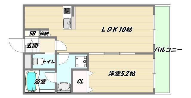 大阪市淀川区木川東１丁目の賃貸マンションの間取り