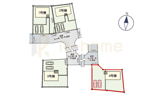 常陸大宮市石沢第5　新築戸建て　4号棟の区画図|大きなお買い物だからこそ、メリット・デメリットを伝えさせて頂きます。
R-homeにお任せください♪