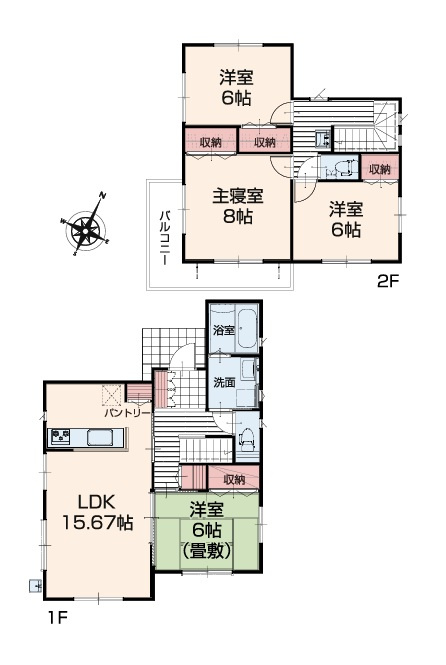 いろどりアイタウン　日立市西成沢町2丁目　23-P1　7の間取り|　
☆各部屋を最大限に広く使って頂けるよう、全居室に大容量の収納付き。全室ゆったり6帖以上！二面窓で通風も良好です。水廻りコンパクトで家事動線ラクラク♪