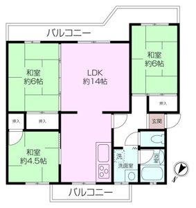 南東向きの3LDK。和室が3つのレトロで落ち着く間取り