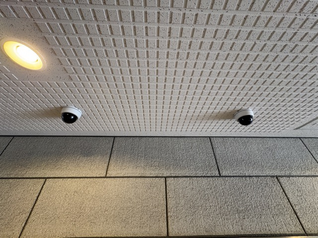 【防犯設備】 | キャッスル共進マンション | 建物や敷地の隅々に目を光らせる防犯カメラが設置されています。現地を見学される際には、カメラの存在やその台数にも意識を払ってみてください。～即日のご見学可能～　お問合せはお気軽にどうぞ。