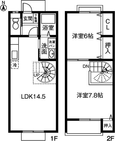 アビタシオン竹ノ山A・Bの間取り