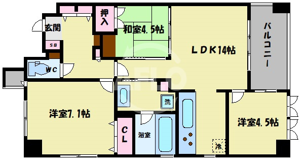 クラウンハイム西田辺の間取り|クラウンハイム西田辺　間取り