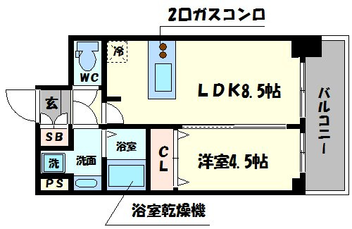 プレサンス高津公園ディオの間取り|プレサンス高津公園ディオ　開放的な間取