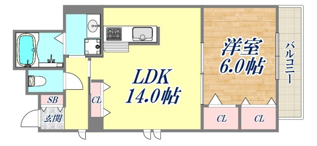 西宮市下大市東町のアパートの間取り