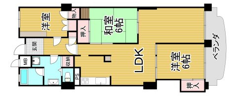 西宮市甲陽園本庄町の賃貸マンションの間取り
