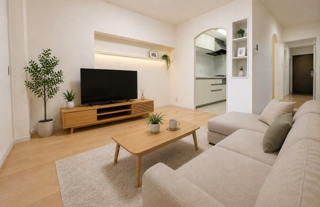 西宮市甲陽園本庄町の賃貸マンションの居間・リビング|家具家電はイメージです。実際には付きません。