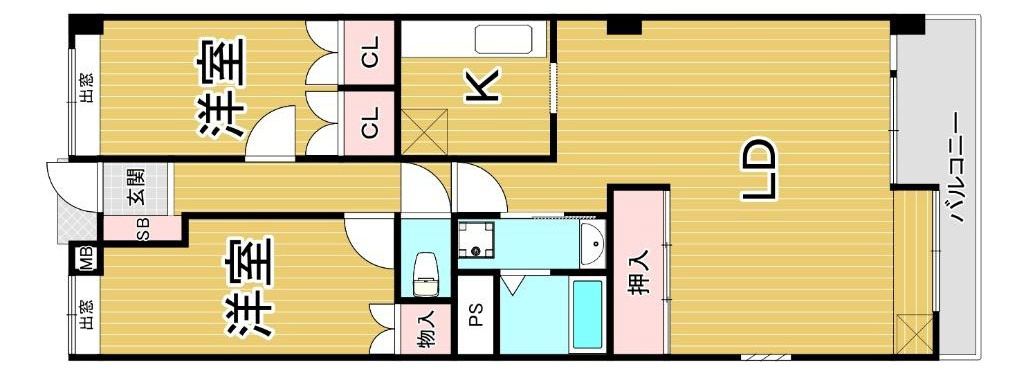 西宮市老松町の賃貸マンションの間取り