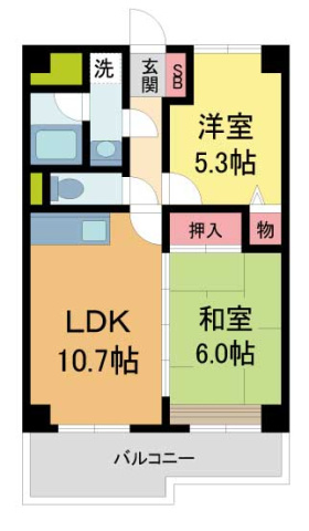 西宮市産所町の賃貸マンションの間取り