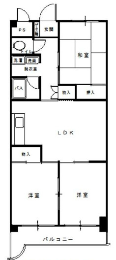 芦屋市朝日ケ丘町の賃貸マンションの間取り