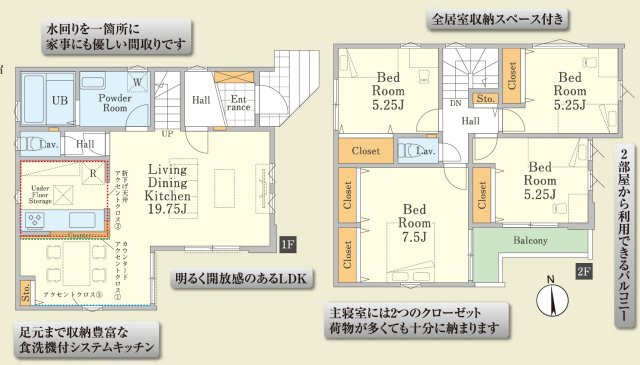 新座市野寺3期の間取り|敷地内には2台分の駐車スペースを確保しており、車を利用するご家庭にも便利な住まいです。