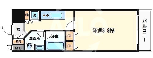 カスタリア堺筋本町の間取り|カスタリア堺筋本町　広々8.8帖の間取り