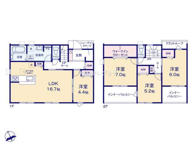 仲介手数料無料）一宮市奥町公園西　２号棟の間取り