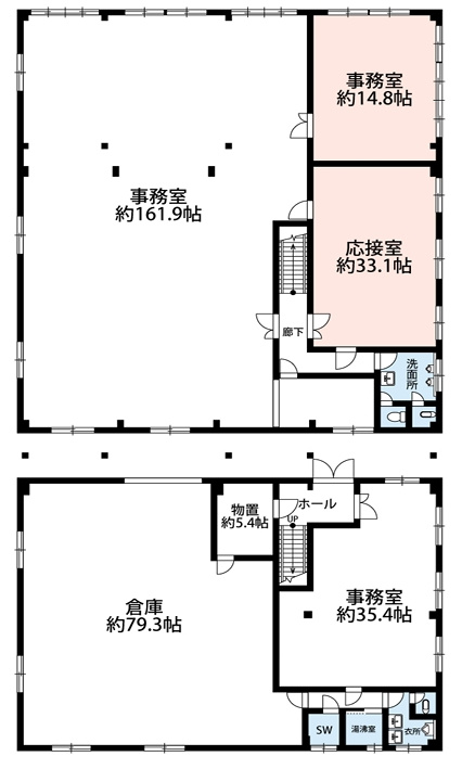 若江北町１丁目事務所付き倉庫の間取り