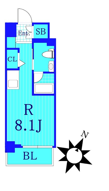 クラリッサ横浜中央の間取り|1Rの使いやすい間取りです！