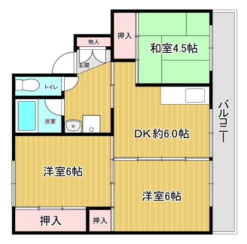 ビレッジハウス大和Ⅱ2号棟の間取り