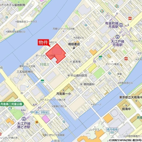グランドシティタワー月島の地図