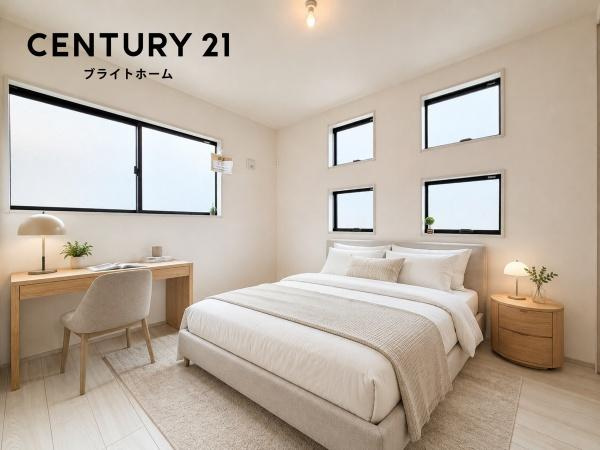 横浜市瀬谷区東野の新築一戸建の洋室|二面採光の明るく、落ち着きのある洋室！
休日はこちらでおくつろぎ下さい♪
※家具等はCGでの参考レイアウトです。