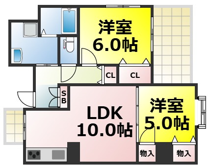 【間取り】 | abitare naniwa inari 仲介手数料無料
