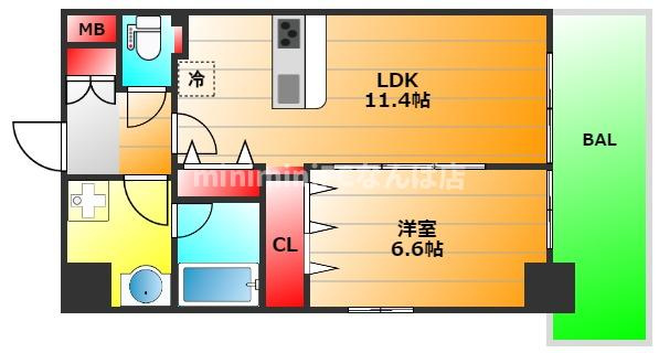 Ｆｕｋｕ島之内の間取り|現状有姿