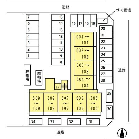 ＫＩＲＡＫＵマンションの区画図