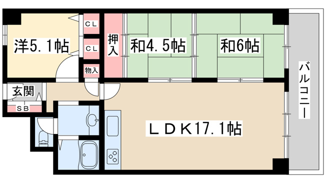 【間取り】 | ファミールハイツ北大阪1号棟
