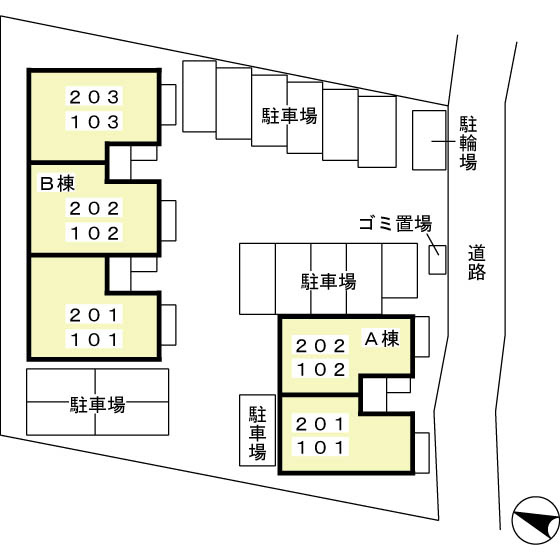 グランドゥール高林 Ａ・Ｂの区画図